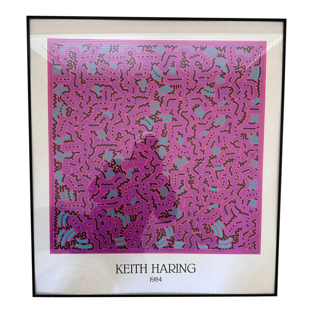 Keith Haring “Untitled (Pink)” 1984 – Framed Original Offset-Lithograph